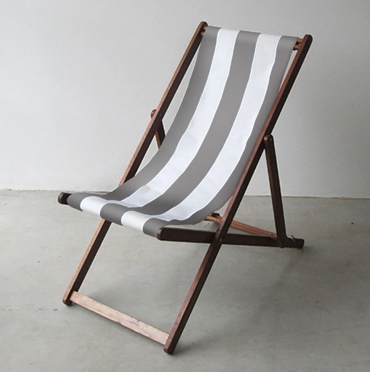 Deckchair Hardwood Synthetic Light Grey/White