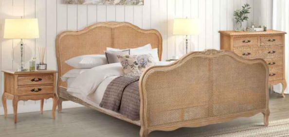 Estelle Rattan Queen Bed - Oak