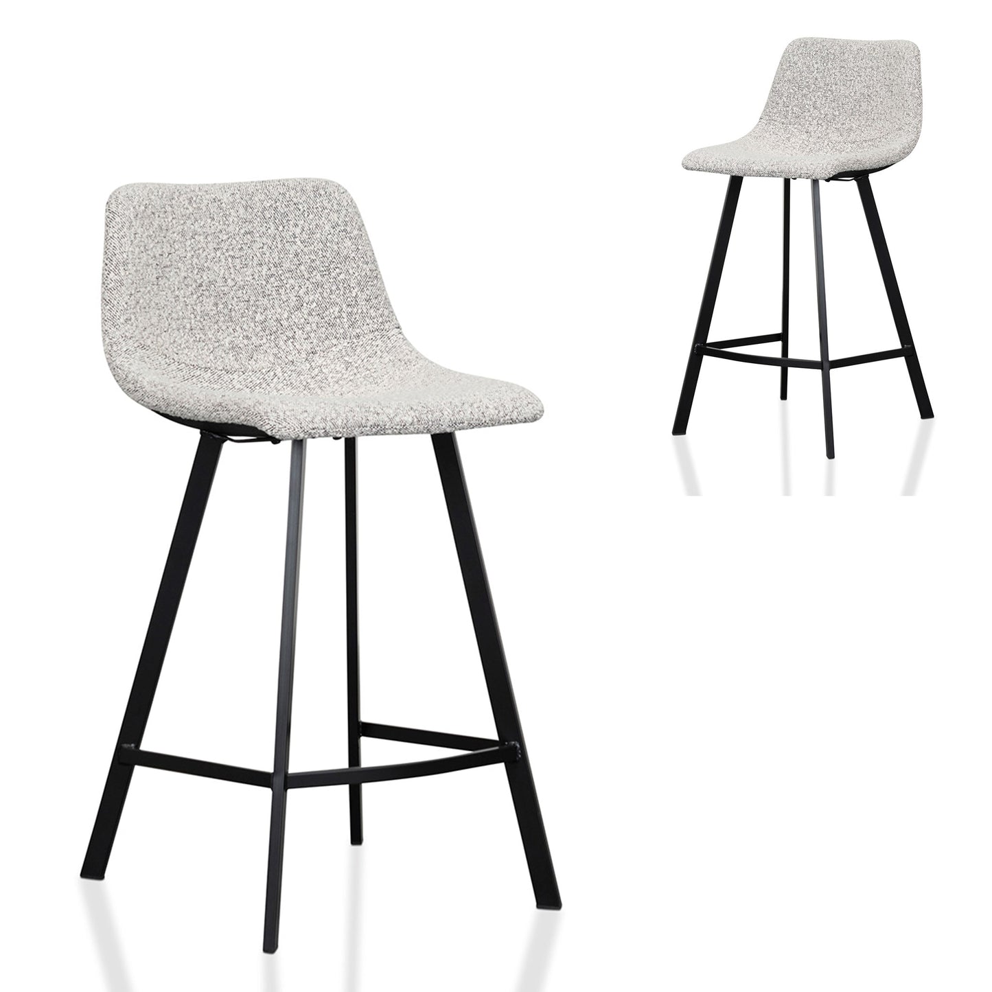 Set Of 2 - Duke 65cm Bar Stool - Moonlit Pepper Boucle