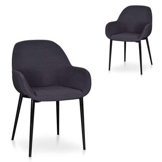 Set of 2 - Lynton Fabric Dining Chair - Black - Last Set