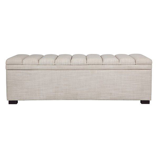Soho Storage Bench Ottoman - Off White Linen