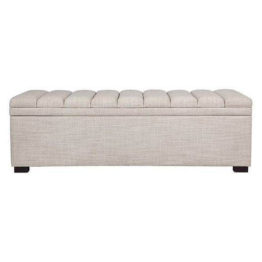 Soho Storage Bench Ottoman - Off White Linen