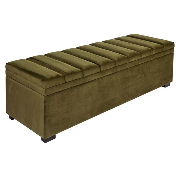 Soho Storage Bench Ottoman - Olive Velvet