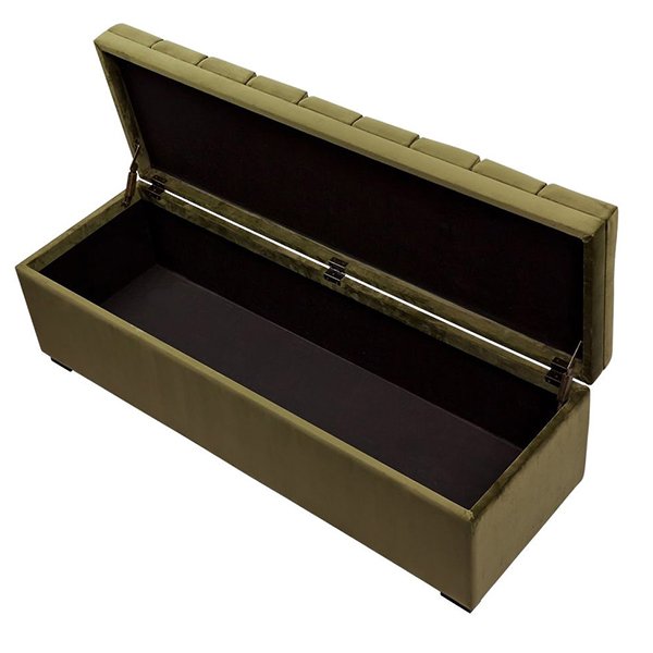 Soho Storage Bench Ottoman - Olive Velvet