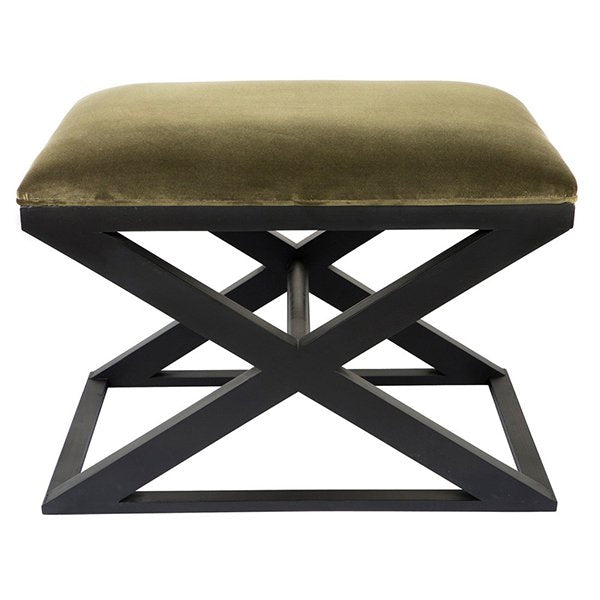 Spencer Black Timber Stool - Moss Velvet