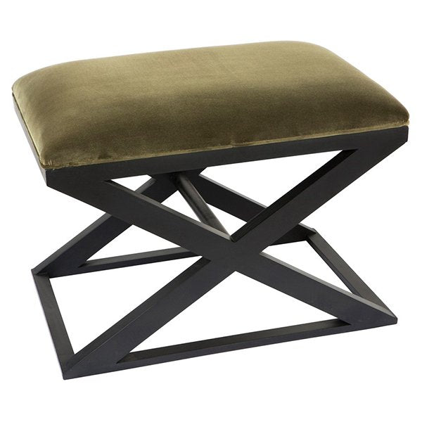 Spencer Black Timber Stool - Moss Velvet
