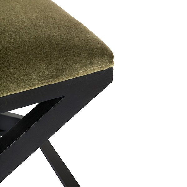 Spencer Black Timber Stool - Moss Velvet