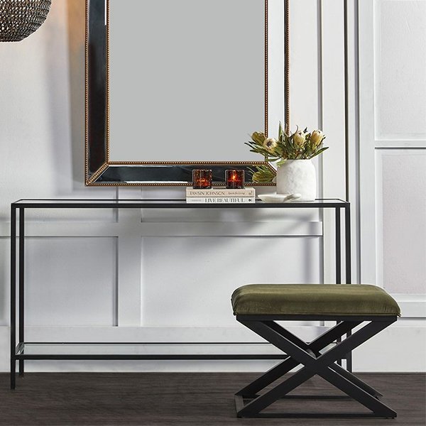 Spencer Black Timber Stool - Moss Velvet