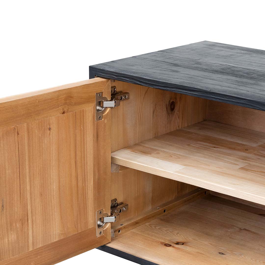 2.1m Wooden TV Entertainment Unit - Natural - Rustic Black