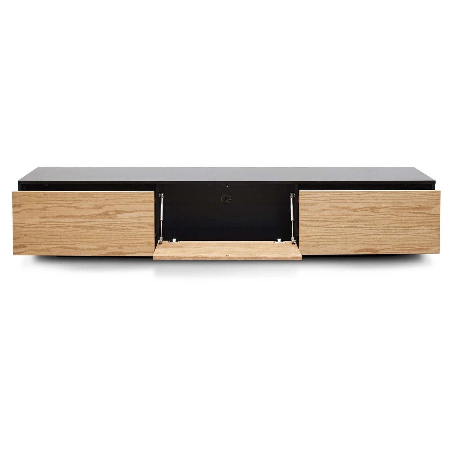 2.3m TV Unit - Black with Natural Drawers