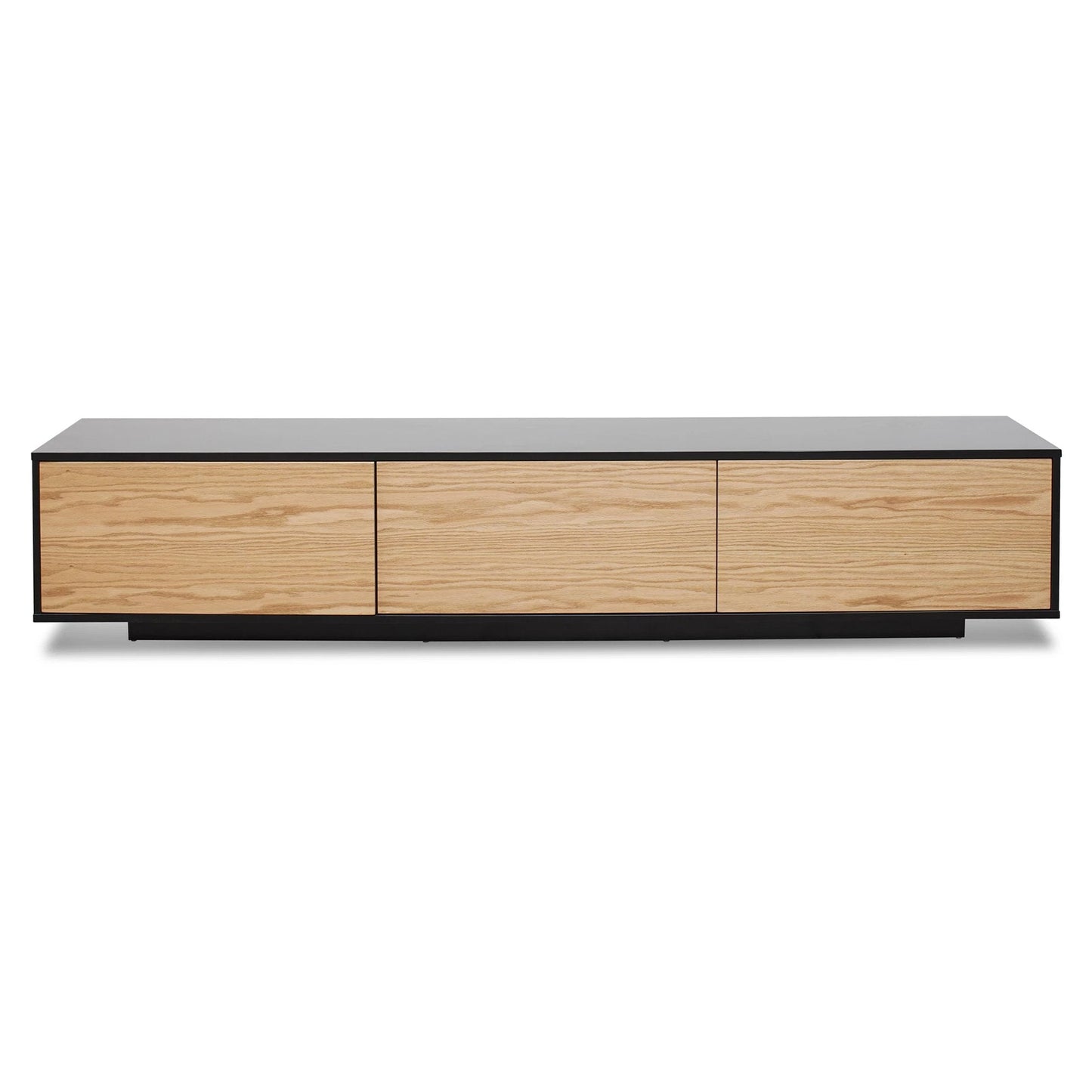 2.3m TV Unit - Black with Natural Drawers