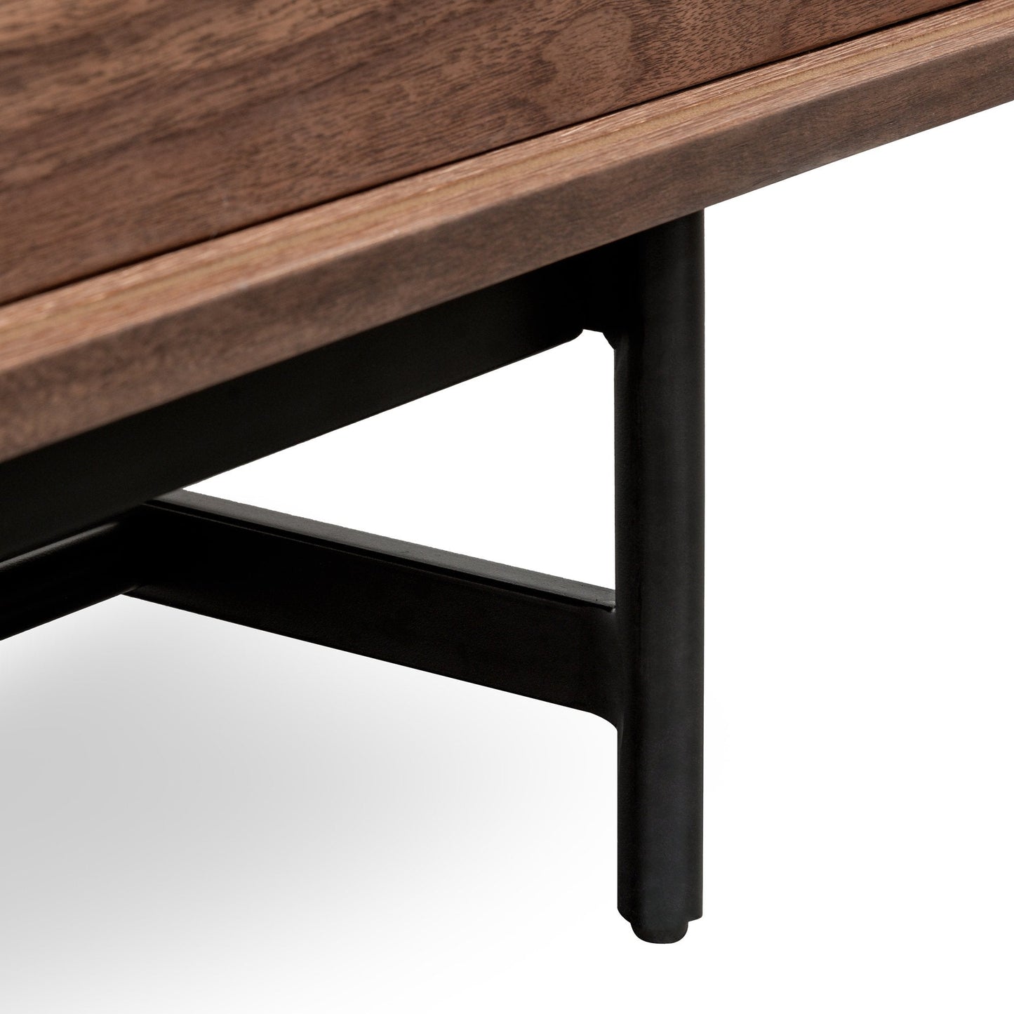 2.1m Walnut Wooden TV Entertainment Unit - Black Legs