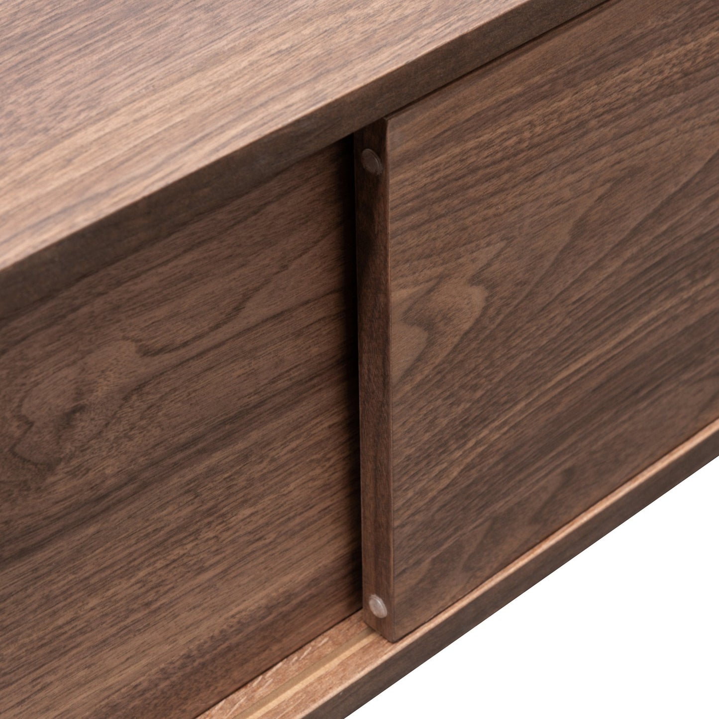 2.1m Walnut Wooden TV Entertainment Unit - Black Legs