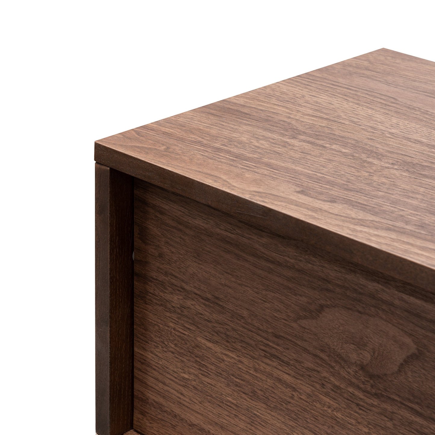 2.1m Walnut Wooden TV Entertainment Unit - Black Legs