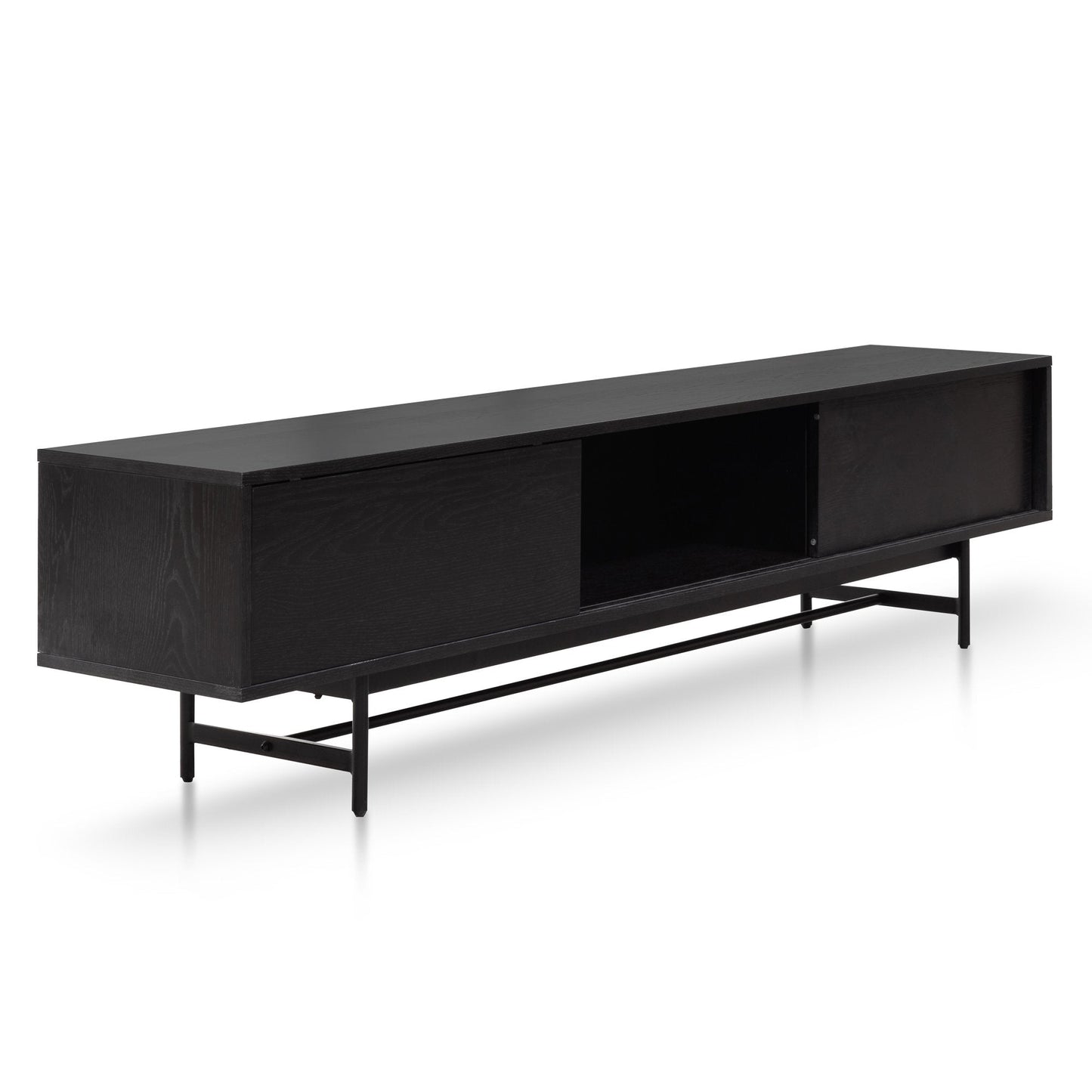 2.1m Wooden Entertainment TV Unit - Full Black