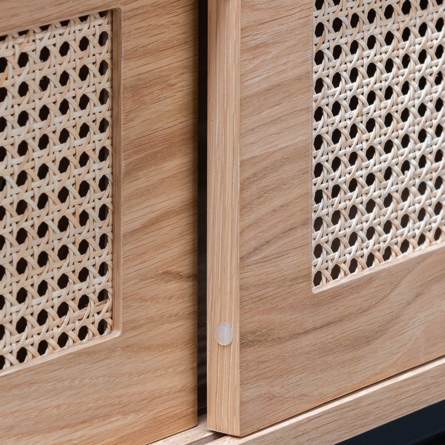 2m Natural Oak TV Entertainment Unit - Rattan Doors