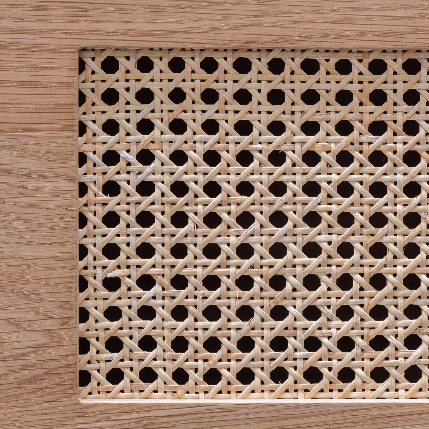 2m Natural Oak TV Entertainment Unit - Rattan Doors