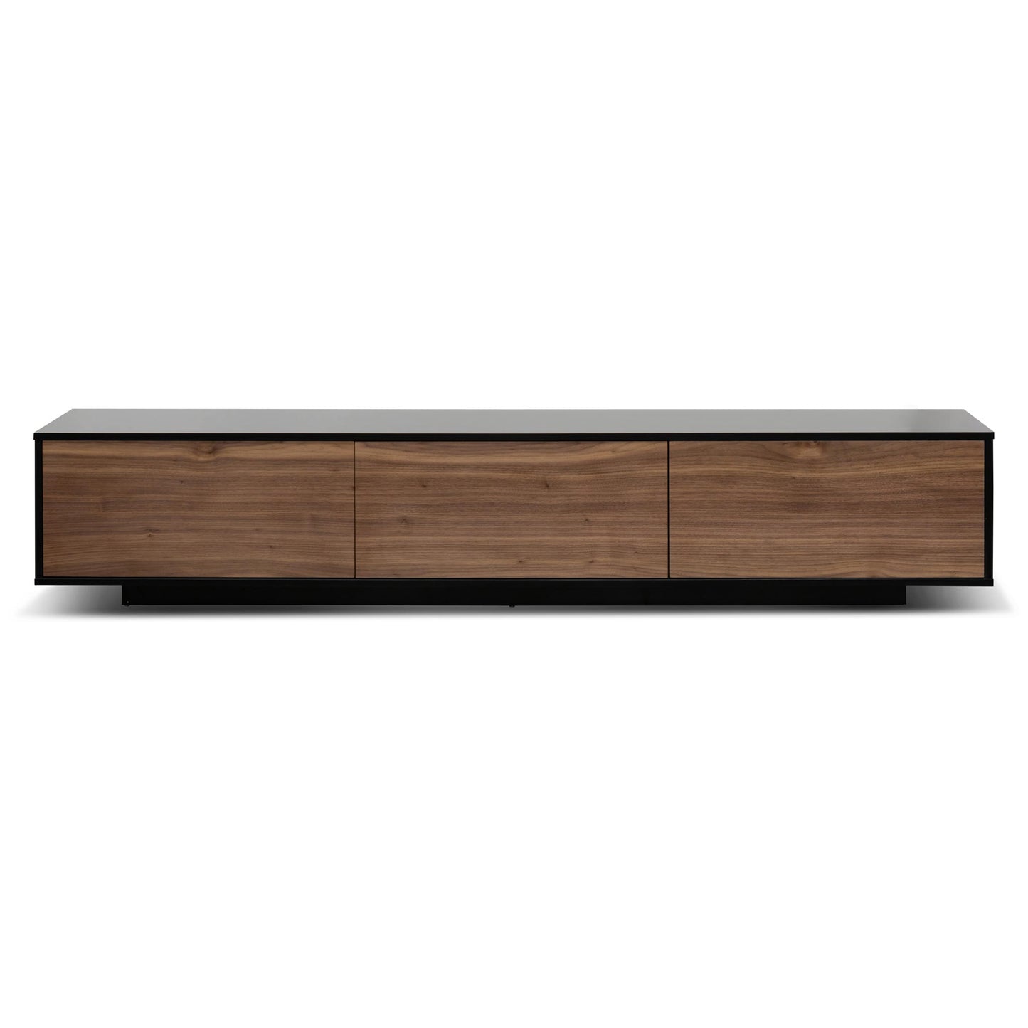 2.3m Wooden Entertainment Unit - Black with Walnut Drawers