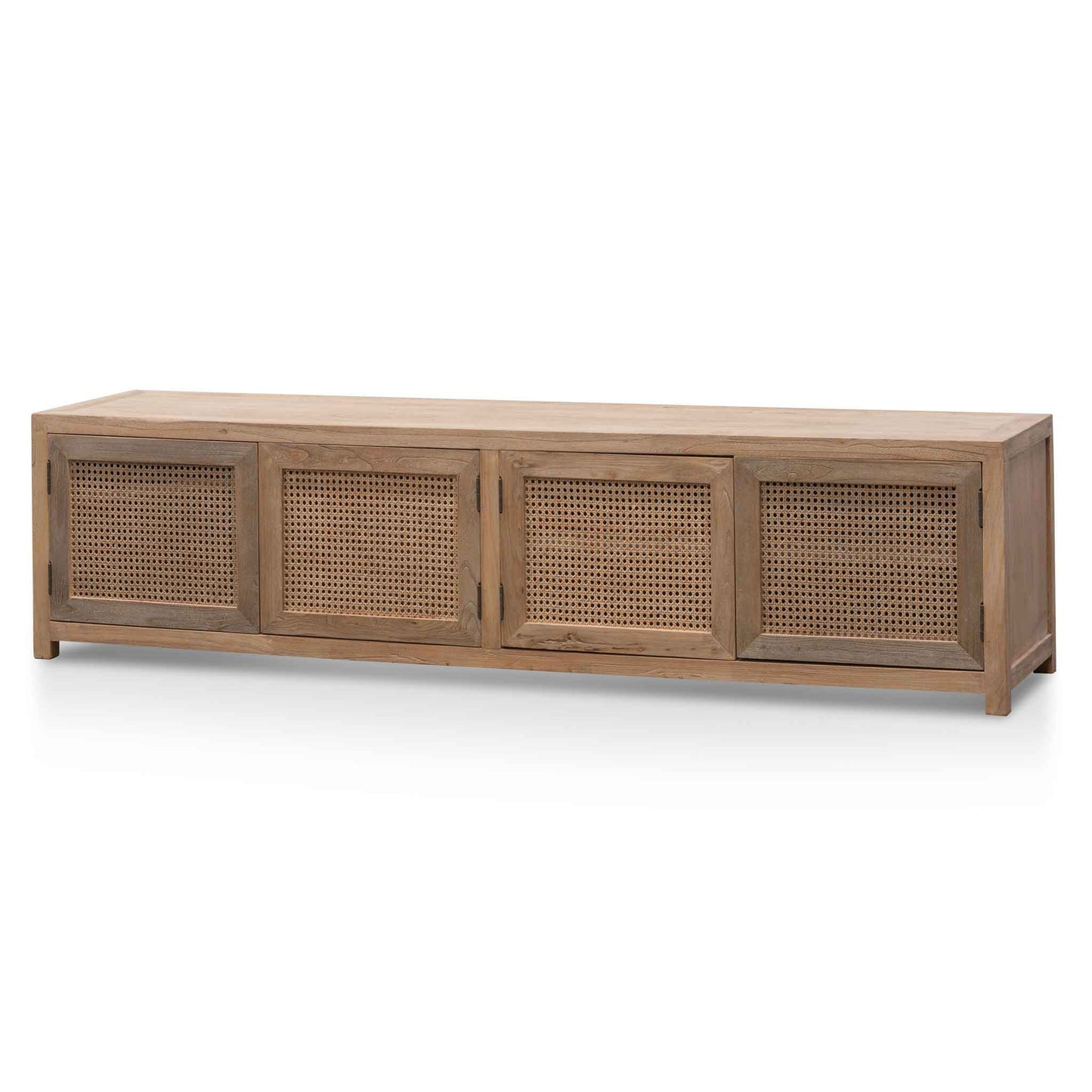 2m TV Entertainment Unit - Natural with Rattan Doors