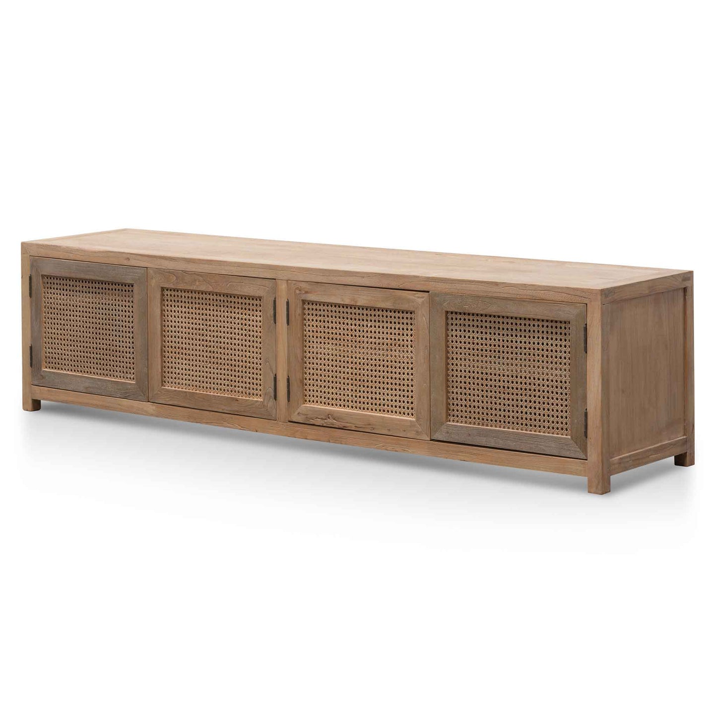 2m TV Entertainment Unit - Natural with Rattan Doors