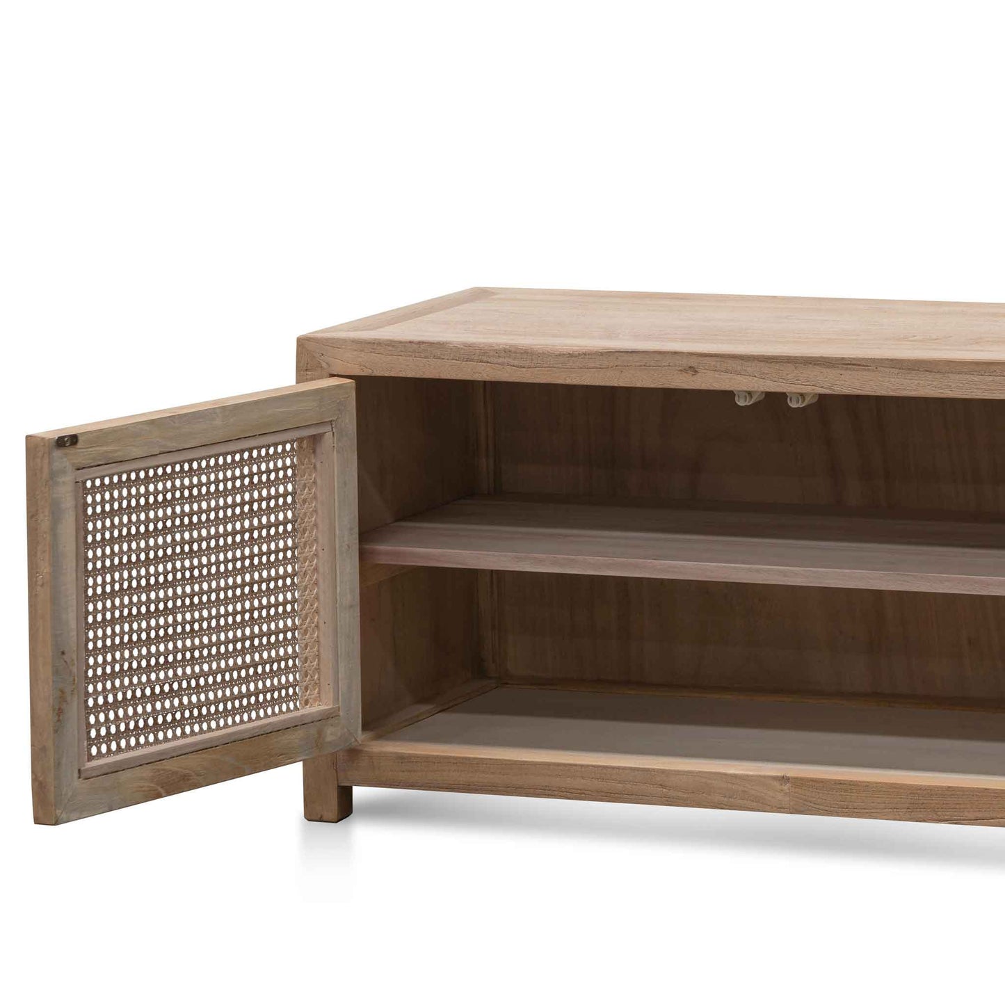 2m TV Entertainment Unit - Natural with Rattan Doors