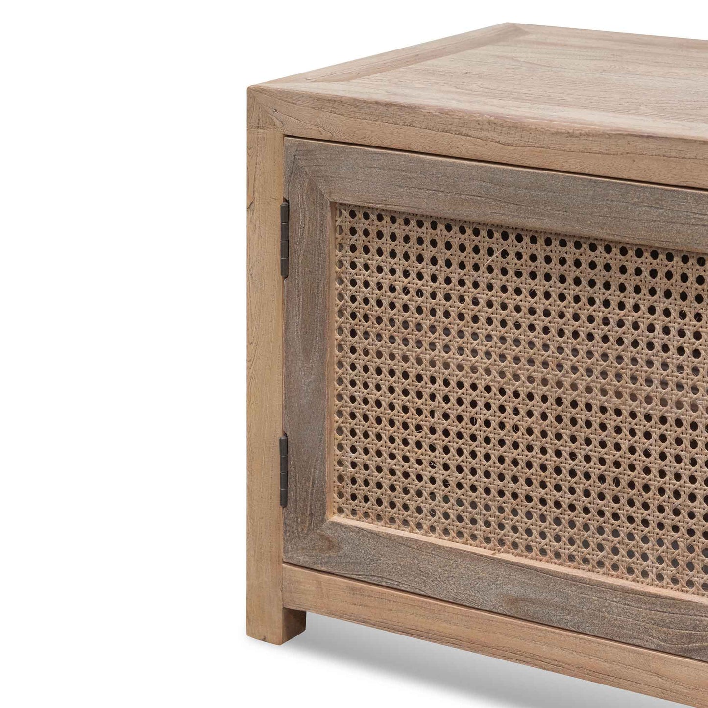2m TV Entertainment Unit - Natural with Rattan Doors