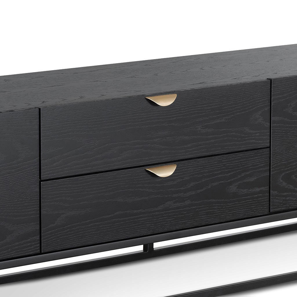 2m Wooden TV Entertainment Unit - Black
