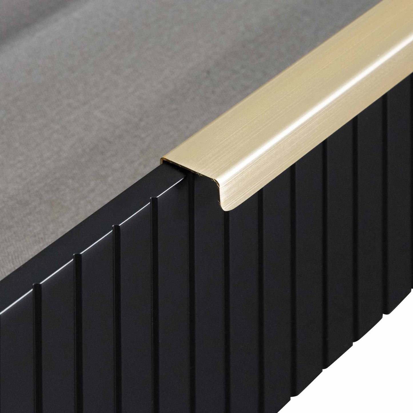 Matte Black TV Entertainment Unit - Brass Legs and Handle