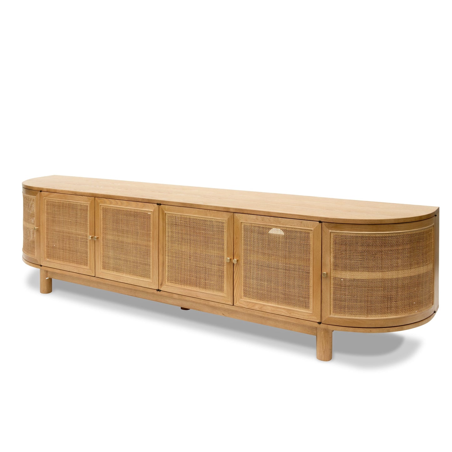 2.2m Rattan Doors TV Entertainment unit - Natural