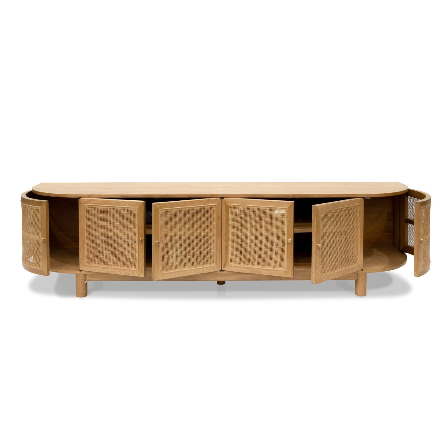 2.2m Rattan Doors TV Entertainment unit - Natural