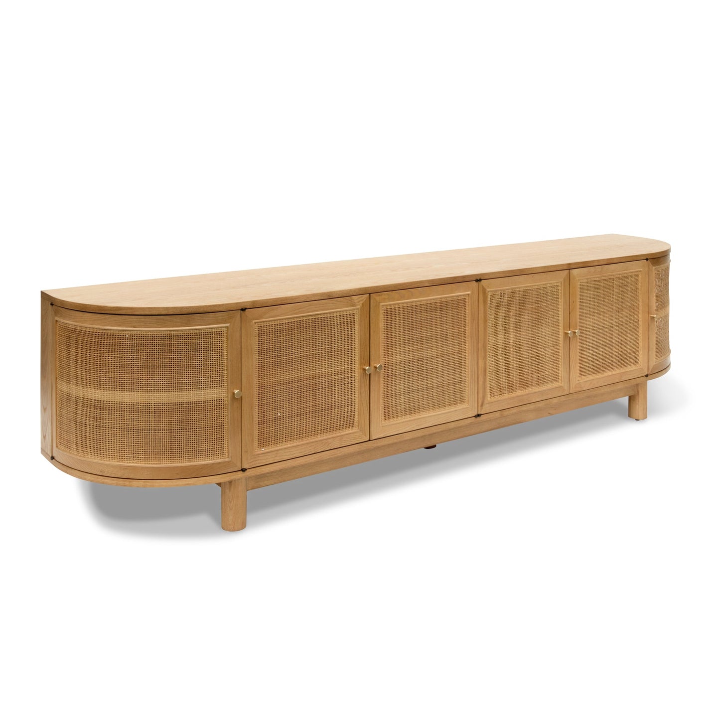 2.2m Rattan Doors TV Entertainment unit - Natural