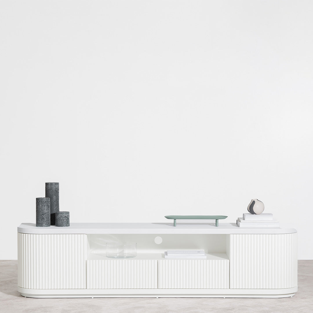 2m Veneer Top Entertainment TV Unit - Two Tone White