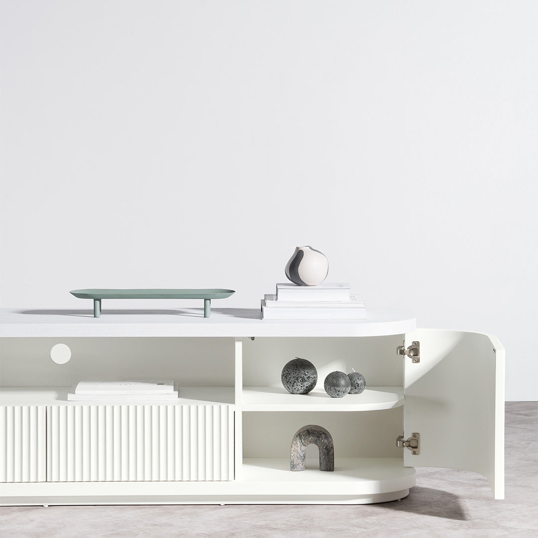 2m Veneer Top Entertainment TV Unit - Two Tone White