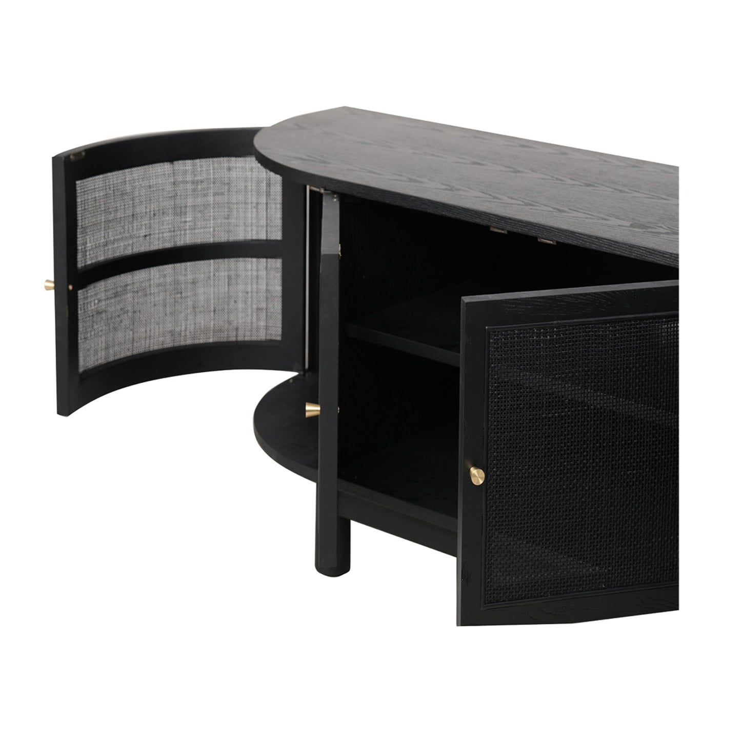 2.2m Rattan Doors TV Entertainment Unit - Full Black