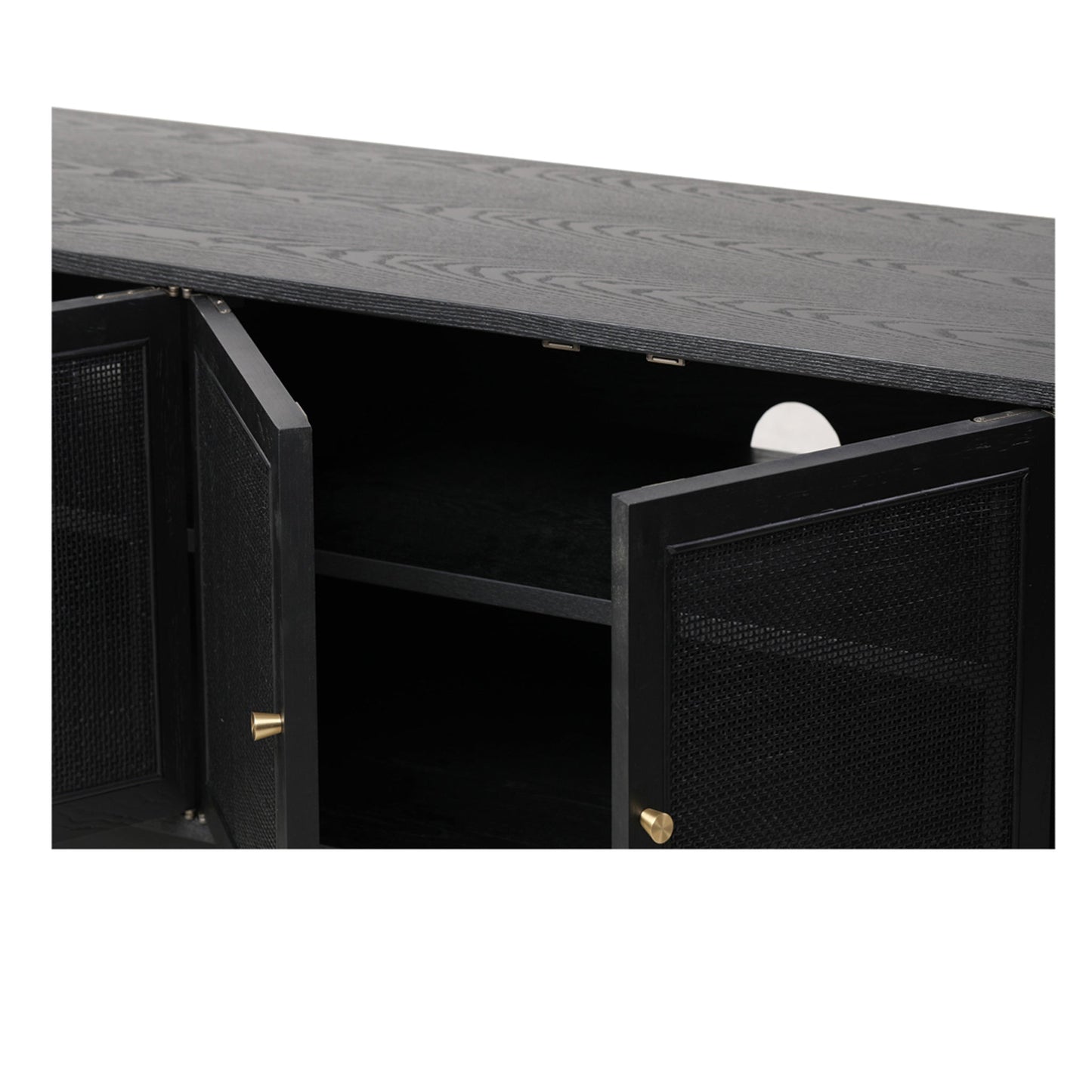 2.2m Rattan Doors TV Entertainment Unit - Full Black