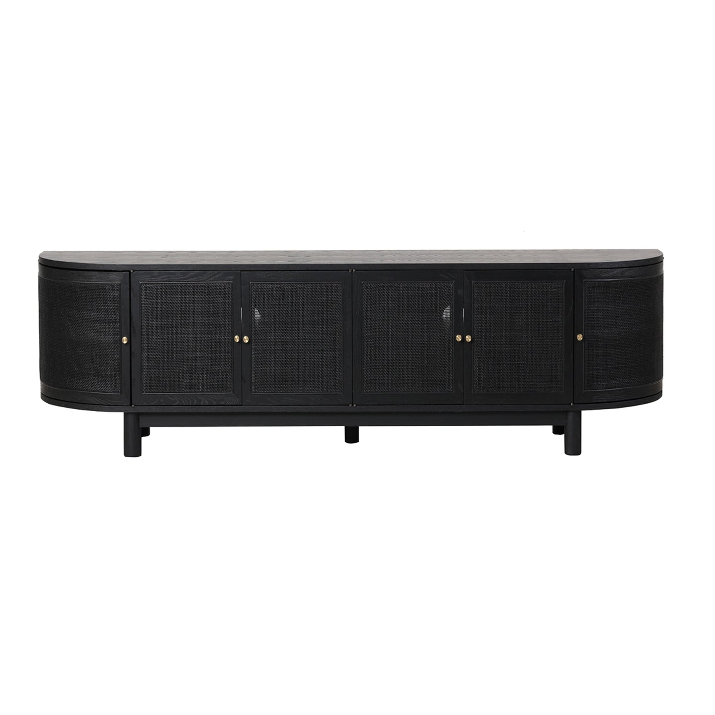 2.2m Rattan Doors TV Entertainment Unit - Full Black