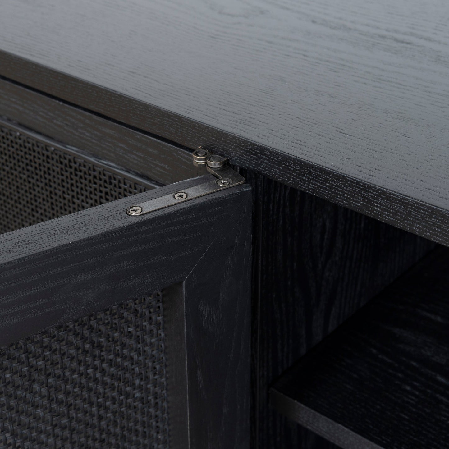 CTV8290-NI 2.2m Rattan Doors TV Entertainment unit - Full Black