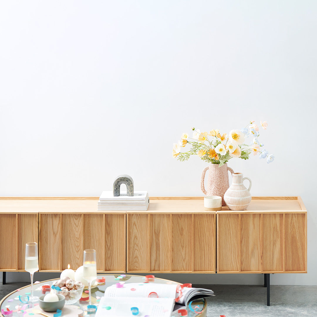 2m Wooden TV Entertainment Unit - Natural