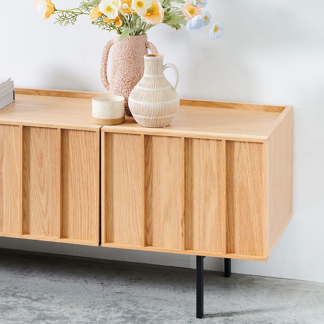 2m Wooden TV Entertainment Unit - Natural