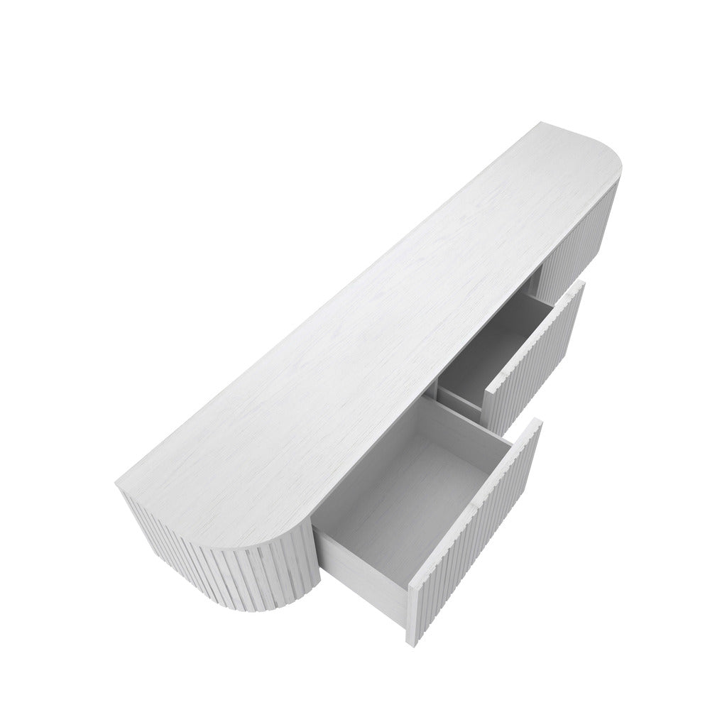 2.4m TV Entertainment Unit - Full White Oak