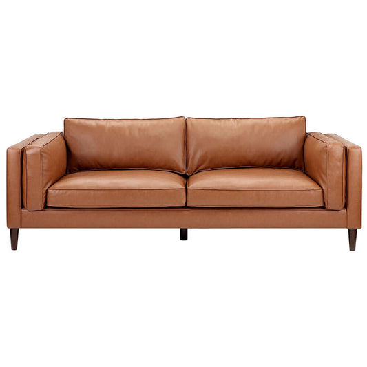Tan Brahm 3 Seater Premium Faux Leather Sofa