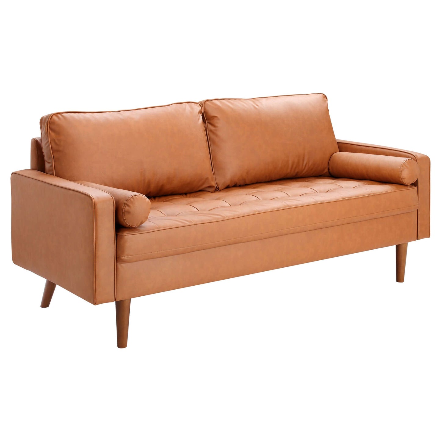 Tan Stockholm Faux Leather 2 Seater Sofa