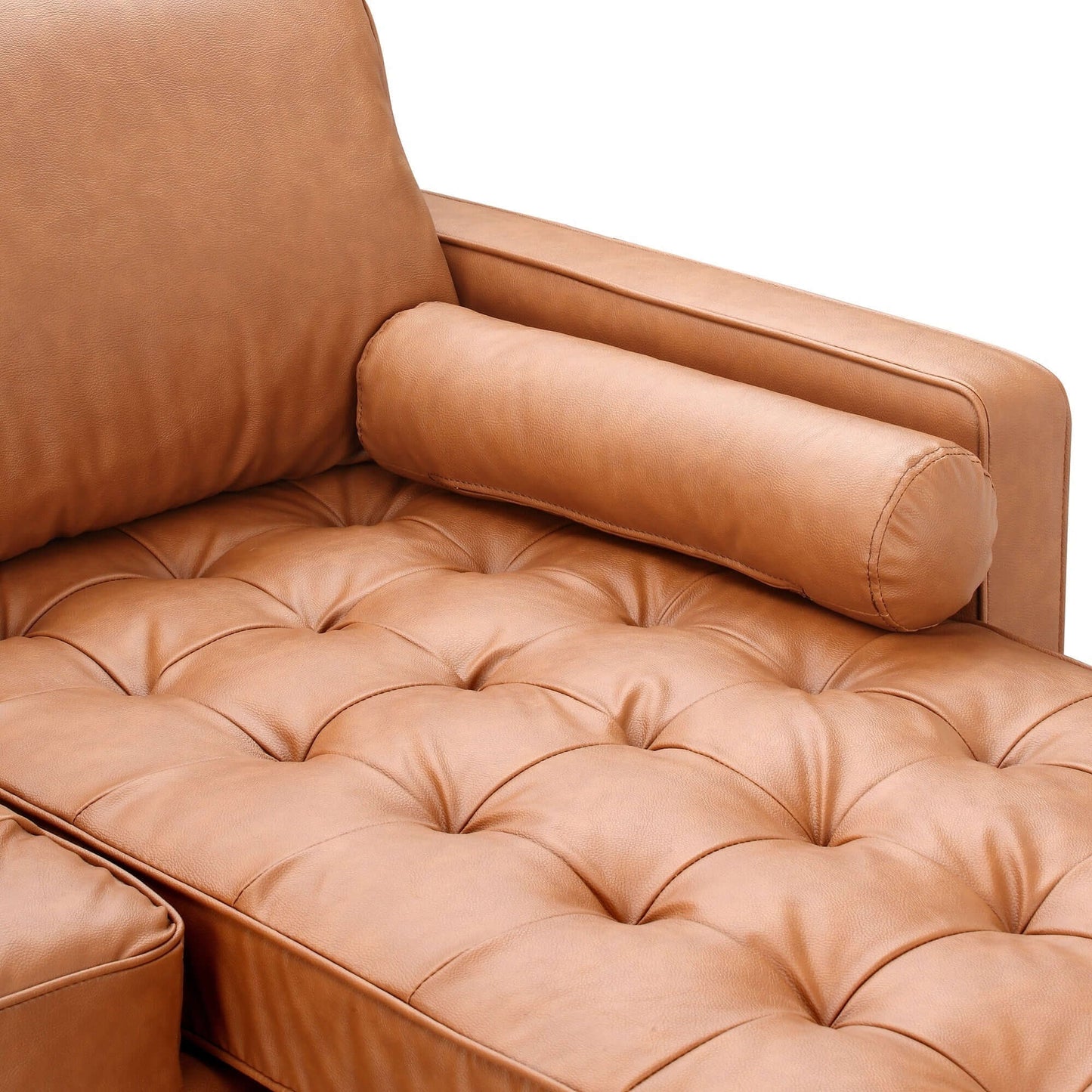 Tan Stockholm Faux Leather Reversible Chaise Sofa