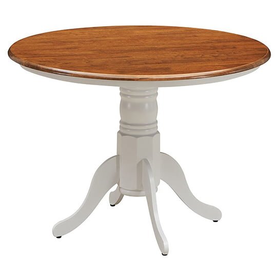 Cronus Wooden Round Table with 4 Chairs Dining Set - Oak/White