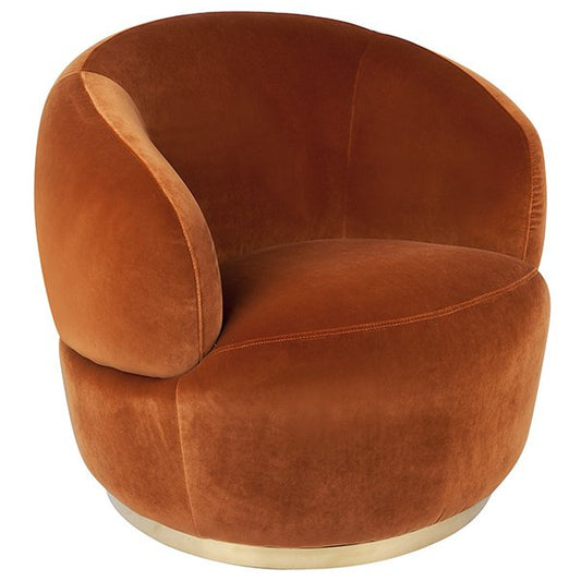 Tubby Swivel Arm Chair - Caramel Velvet