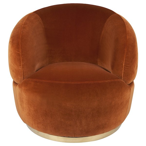 Tubby Swivel Arm Chair - Caramel Velvet