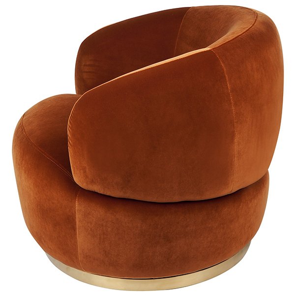 Tubby Swivel Arm Chair - Caramel Velvet