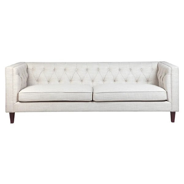 Tuxedo 3 Seater Tufted Sofa - Natural Linen