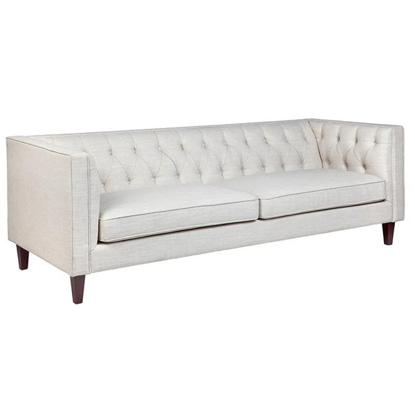 Tuxedo 3 Seater Tufted Sofa - Natural Linen