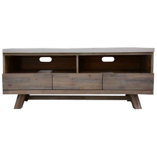 Charleston TV Unit with 3 Drawers & 2 Niches - White Top